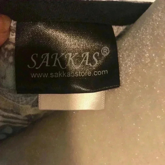 Sakkas Kaftan Mixed Animal print with Intricate Beading V Neck Top-One Size - Picture 11 of 12